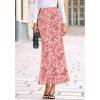 imageBTFBM Womens Floral Mesh Maxi Skirt Elastic High Waisted Boho Elegant Mermaid 2025 Summer Fall Long Skirts for WomenPink