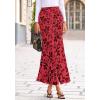 imageBTFBM Womens Floral Mesh Maxi Skirt Elastic High Waisted Boho Elegant Mermaid 2025 Summer Fall Long Skirts for WomenRed