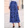 imageBTFBM Womens Floral Mesh Maxi Skirt Elastic High Waisted Boho Elegant Mermaid 2025 Summer Fall Long Skirts for WomenRoyal Blue