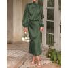 imageBTFBM Womens Mock Neck Satin Dress Summer Fall 2025 Long Sleeve High Waist Formal Wedding Party Maxi Cocktail DressesArmy Green