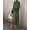imageBTFBM Womens Mock Neck Satin Dress Summer Fall 2025 Long Sleeve High Waist Formal Wedding Party Maxi Cocktail DressesArmy Green