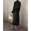 imageBTFBM Womens Mock Neck Satin Dress Summer Fall 2025 Long Sleeve High Waist Formal Wedding Party Maxi Cocktail DressesBlack