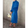 imageBTFBM Womens Mock Neck Satin Dress Summer Fall 2025 Long Sleeve High Waist Formal Wedding Party Maxi Cocktail DressesBrilliant Blue