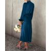 imageBTFBM Womens Mock Neck Satin Dress Summer Fall 2025 Long Sleeve High Waist Formal Wedding Party Maxi Cocktail DressesDark Blue