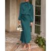 imageBTFBM Womens Mock Neck Satin Dress Summer Fall 2025 Long Sleeve High Waist Formal Wedding Party Maxi Cocktail DressesDark Green