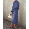 imageBTFBM Womens Mock Neck Satin Dress Summer Fall 2025 Long Sleeve High Waist Formal Wedding Party Maxi Cocktail DressesGrey Blue