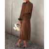 imageBTFBM Womens Mock Neck Satin Dress Summer Fall 2025 Long Sleeve High Waist Formal Wedding Party Maxi Cocktail DressesKhaki
