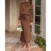 imageBTFBM Womens Mock Neck Satin Dress Summer Fall 2025 Long Sleeve High Waist Formal Wedding Party Maxi Cocktail DressesKhaki