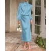 imageBTFBM Womens Mock Neck Satin Dress Summer Fall 2025 Long Sleeve High Waist Formal Wedding Party Maxi Cocktail DressesLight Blue