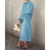 imageBTFBM Womens Mock Neck Satin Dress Summer Fall 2025 Long Sleeve High Waist Formal Wedding Party Maxi Cocktail DressesLight Blue