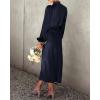 imageBTFBM Womens Mock Neck Satin Dress Summer Fall 2025 Long Sleeve High Waist Formal Wedding Party Maxi Cocktail DressesNavy