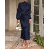 imageBTFBM Womens Mock Neck Satin Dress Summer Fall 2025 Long Sleeve High Waist Formal Wedding Party Maxi Cocktail DressesNavy