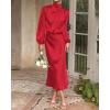 imageBTFBM Womens Mock Neck Satin Dress Summer Fall 2025 Long Sleeve High Waist Formal Wedding Party Maxi Cocktail DressesRed