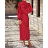 imageBTFBM Womens Mock Neck Satin Dress Summer Fall 2025 Long Sleeve High Waist Formal Wedding Party Maxi Cocktail DressesRed