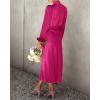 imageBTFBM Womens Mock Neck Satin Dress Summer Fall 2025 Long Sleeve High Waist Formal Wedding Party Maxi Cocktail DressesRose Red