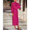 imageBTFBM Womens Mock Neck Satin Dress Summer Fall 2025 Long Sleeve High Waist Formal Wedding Party Maxi Cocktail DressesRose Red