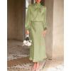 imageBTFBM Womens Mock Neck Satin Dress Summer Fall 2025 Long Sleeve High Waist Formal Wedding Party Maxi Cocktail DressesTender Green