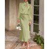 imageBTFBM Womens Mock Neck Satin Dress Summer Fall 2025 Long Sleeve High Waist Formal Wedding Party Maxi Cocktail DressesTender Green