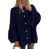 imageBTFBM Cardigan Sweaters for Women 2025 Fall Clothes Lantern Long Sleeve Button Open Front Chunky Knit Oversized SweaterNavy Blue