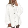 imageBTFBM Cardigan Sweaters for Women 2025 Fall Clothes Lantern Long Sleeve Button Open Front Chunky Knit Oversized SweaterWhite