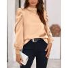 imageBTFBM Mock Neck Long Sleeve Blouses for Women Dressy Casual Business Work Shirts 2025 Spring Fall Clothes Satin TopsApricot