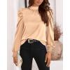 imageBTFBM Mock Neck Long Sleeve Blouses for Women Dressy Casual Business Work Shirts 2025 Spring Fall Clothes Satin TopsApricot