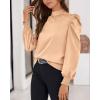 imageBTFBM Mock Neck Long Sleeve Blouses for Women Dressy Casual Business Work Shirts 2025 Spring Fall Clothes Satin TopsApricot
