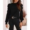 imageBTFBM Mock Neck Long Sleeve Blouses for Women Dressy Casual Business Work Shirts 2025 Spring Fall Clothes Satin TopsBlack