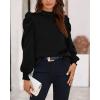 imageBTFBM Mock Neck Long Sleeve Blouses for Women Dressy Casual Business Work Shirts 2025 Spring Fall Clothes Satin TopsBlack