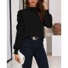 imageBTFBM Mock Neck Long Sleeve Blouses for Women Dressy Casual Business Work Shirts 2025 Spring Fall Clothes Satin TopsBlack