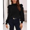 imageBTFBM Mock Neck Long Sleeve Blouses for Women Dressy Casual Business Work Shirts 2025 Spring Fall Clothes Satin TopsBlack