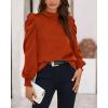 imageBTFBM Mock Neck Long Sleeve Blouses for Women Dressy Casual Business Work Shirts 2025 Spring Fall Clothes Satin TopsBrick Red