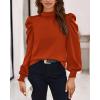 imageBTFBM Mock Neck Long Sleeve Blouses for Women Dressy Casual Business Work Shirts 2025 Spring Fall Clothes Satin TopsBrick Red