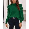 imageBTFBM Mock Neck Long Sleeve Blouses for Women Dressy Casual Business Work Shirts 2025 Spring Fall Clothes Satin TopsDark Green