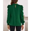 imageBTFBM Mock Neck Long Sleeve Blouses for Women Dressy Casual Business Work Shirts 2025 Spring Fall Clothes Satin TopsDark Green
