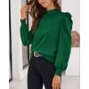 imageBTFBM Mock Neck Long Sleeve Blouses for Women Dressy Casual Business Work Shirts 2025 Spring Fall Clothes Satin TopsDark Green