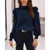 imageBTFBM Mock Neck Long Sleeve Blouses for Women Dressy Casual Business Work Shirts 2025 Spring Fall Clothes Satin TopsNavy