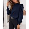 imageBTFBM Mock Neck Long Sleeve Blouses for Women Dressy Casual Business Work Shirts 2025 Spring Fall Clothes Satin TopsNavy