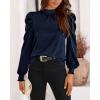 imageBTFBM Mock Neck Long Sleeve Blouses for Women Dressy Casual Business Work Shirts 2025 Spring Fall Clothes Satin TopsNavy