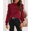 imageBTFBM Mock Neck Long Sleeve Blouses for Women Dressy Casual Business Work Shirts 2025 Spring Fall Clothes Satin TopsWine Red