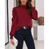 imageBTFBM Mock Neck Long Sleeve Blouses for Women Dressy Casual Business Work Shirts 2025 Spring Fall Clothes Satin TopsWine Red