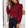 imageBTFBM Mock Neck Long Sleeve Blouses for Women Dressy Casual Business Work Shirts 2025 Spring Fall Clothes Satin TopsWine Red