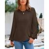 imageBTFBM Sweaters for Women 2025 Early Fall Fashion Crewneck Long Sleeve Ribbed Knit Oversized Pullover Casual Loose TopsBrown