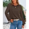 imageBTFBM Sweaters for Women 2025 Early Fall Fashion Crewneck Long Sleeve Ribbed Knit Oversized Pullover Casual Loose TopsBrown