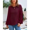 imageBTFBM Sweaters for Women 2025 Early Fall Fashion Crewneck Long Sleeve Ribbed Knit Oversized Pullover Casual Loose TopsBurgundy
