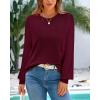 imageBTFBM Sweaters for Women 2025 Early Fall Fashion Crewneck Long Sleeve Ribbed Knit Oversized Pullover Casual Loose TopsBurgundy