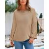 imageBTFBM Sweaters for Women 2025 Early Fall Fashion Crewneck Long Sleeve Ribbed Knit Oversized Pullover Casual Loose TopsKhaki
