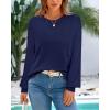 imageBTFBM Sweaters for Women 2025 Early Fall Fashion Crewneck Long Sleeve Ribbed Knit Oversized Pullover Casual Loose TopsNavy Blue