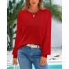 imageBTFBM Sweaters for Women 2025 Early Fall Fashion Crewneck Long Sleeve Ribbed Knit Oversized Pullover Casual Loose TopsRed