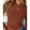 imageBTFBM Womens Long Sleeve T Shirts Fall Clothes 2025 Ribbed Slim Fit Y2K Boat Neck Casual Going Out Tops Workout OutfitsBrown